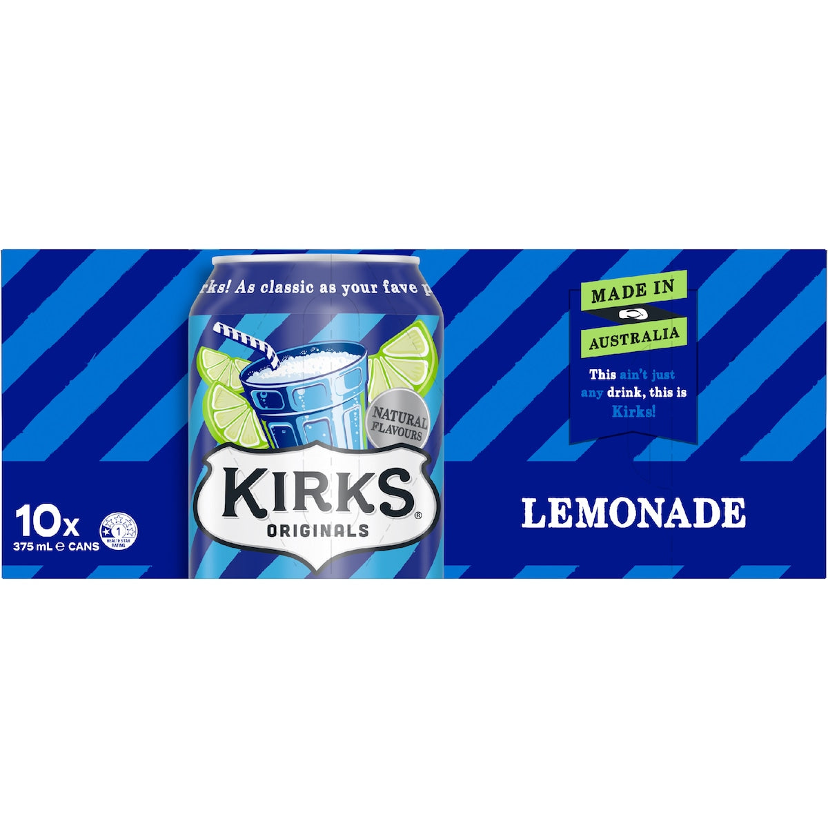 Kirks Lemonade Soft Drink Cans 375ml X 10 Pack