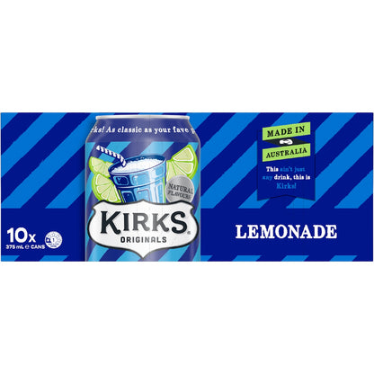 Kirks Lemonade Soft Drink Cans 375ml X 10 Pack