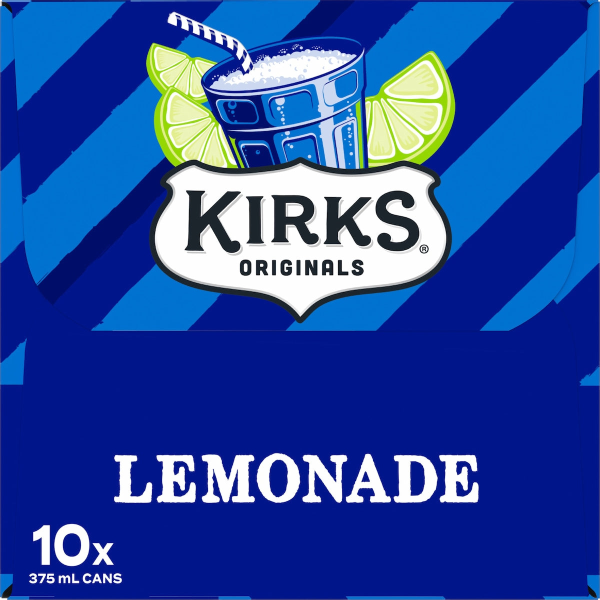 Kirks Lemonade Soft Drink Cans 375ml X 10 Pack