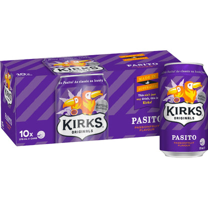 Kirks Pasito Soft Drink Cans 375ml X 10 Pack