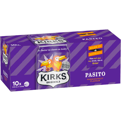 Kirks Pasito Soft Drink Cans 375ml X 10 Pack