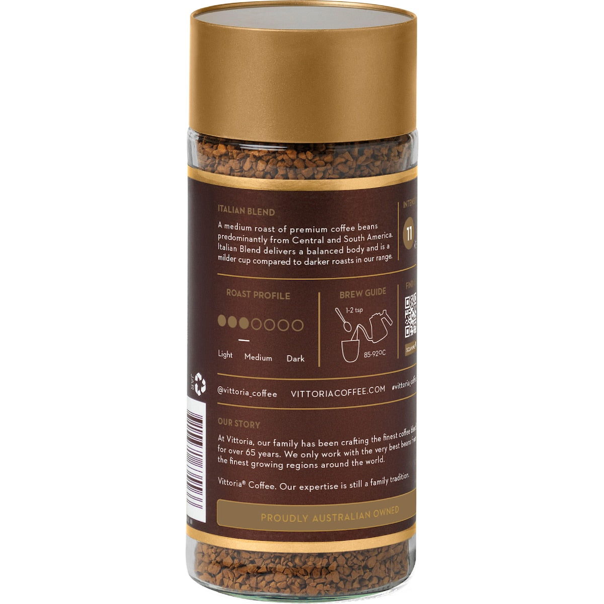 Vittoria Freeze Dried Instant Coffee Italian 100g