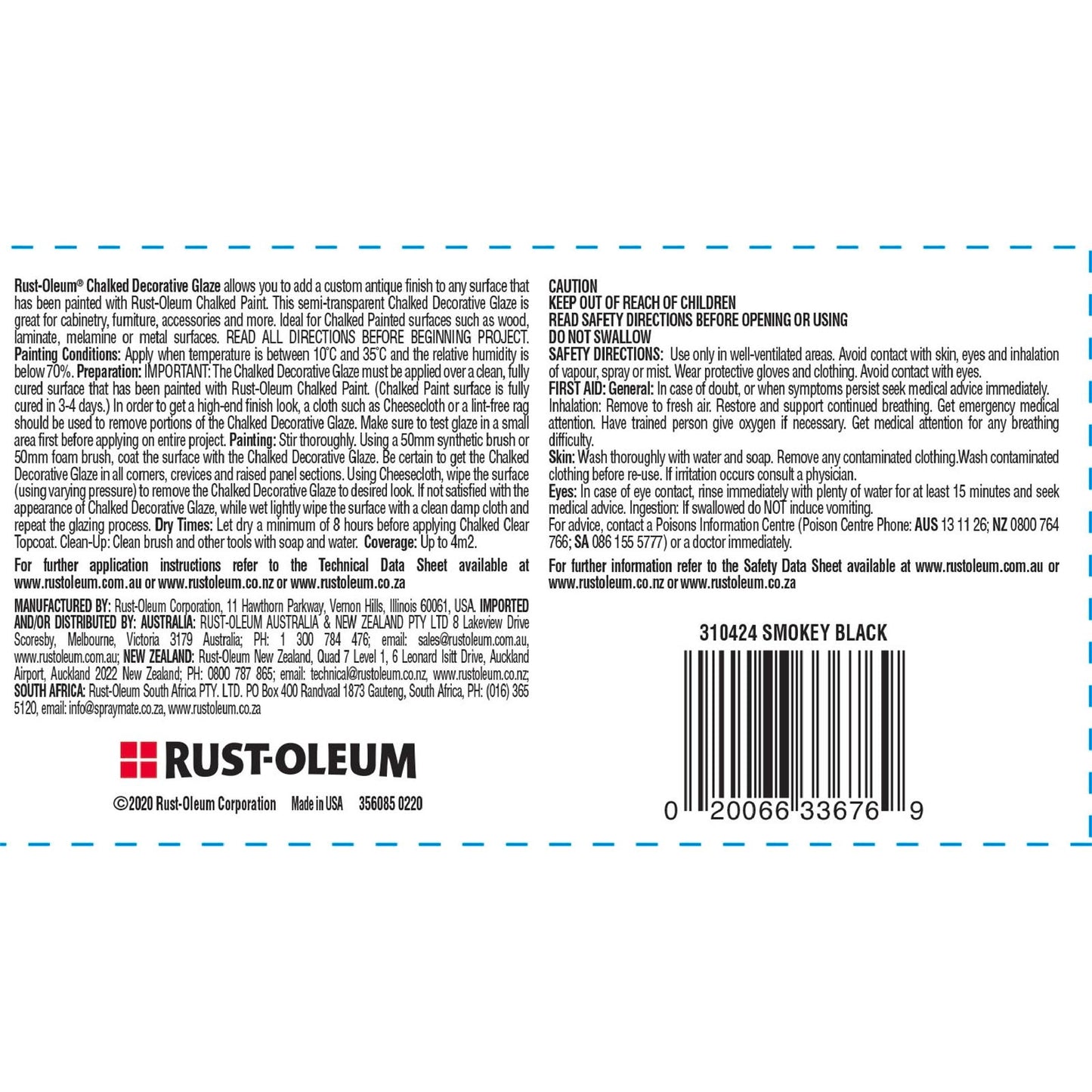 Rust-Oleum Smokey Black Chalked Decorative Glaze Paint - 236ml