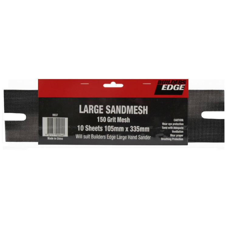 Builders Edge 335mm x 105mm 150 Grit Large Sand Mesh Sheet - 10 Pack