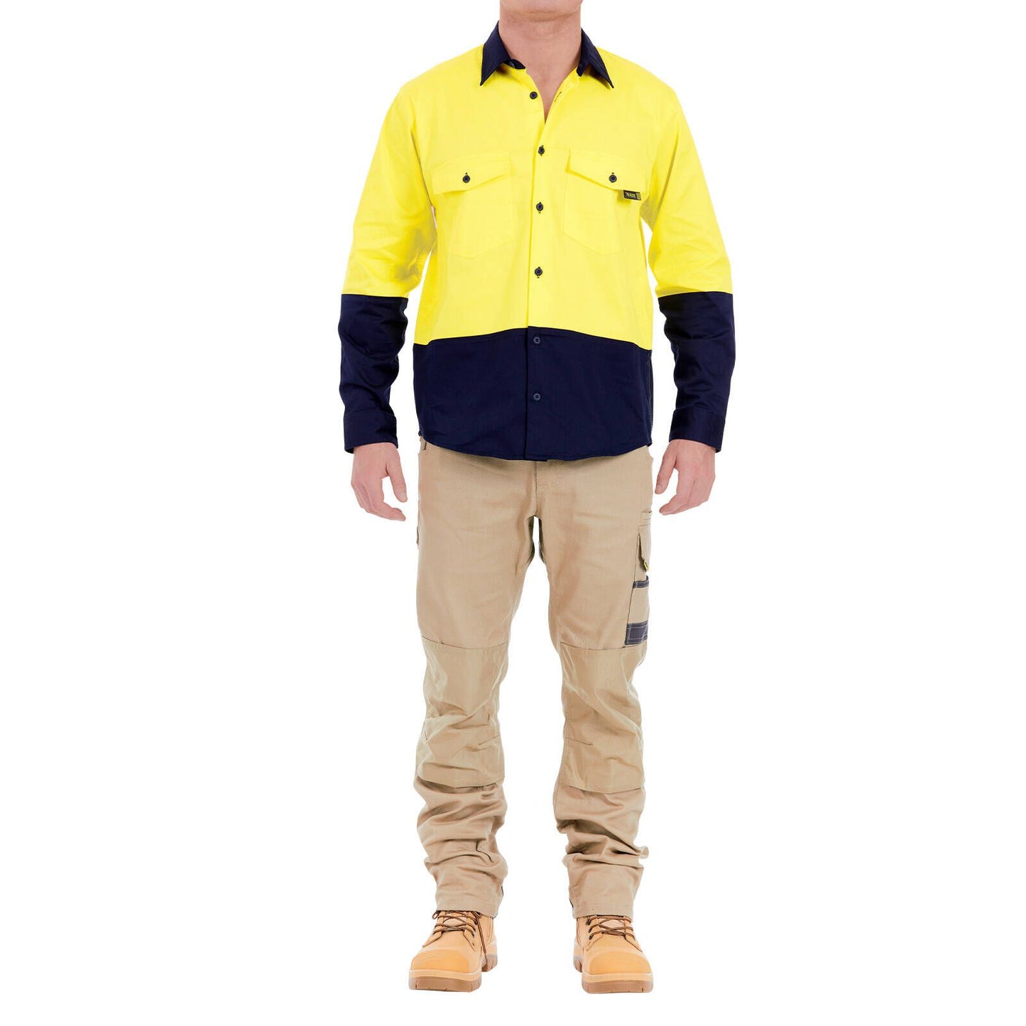 Tradie Core Hi Vis Yellow Long Sleeve Reflective Shirt - Large