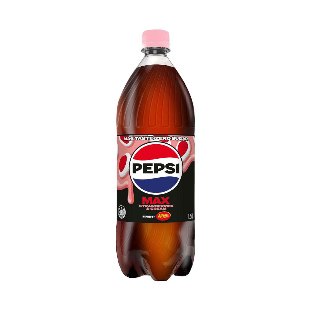 Pepsi Max Strawberries & Cream No Sugar Soft Drink - 1.25L