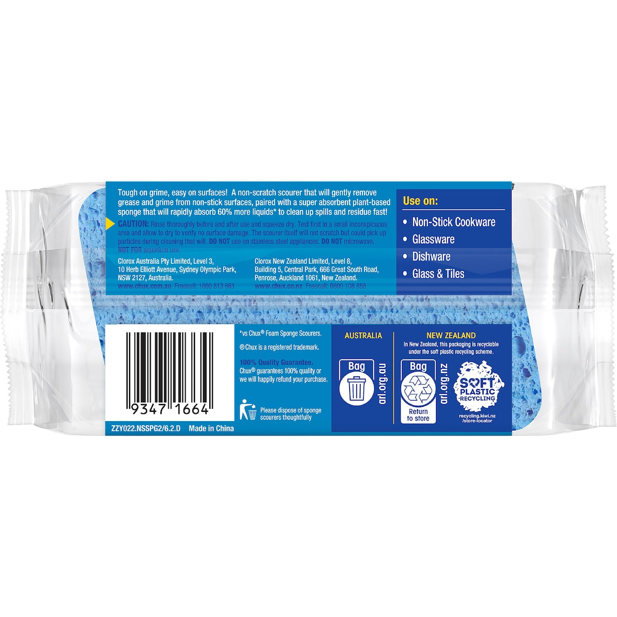 Chux Non Scratch Scourer Sponge 2 Pack