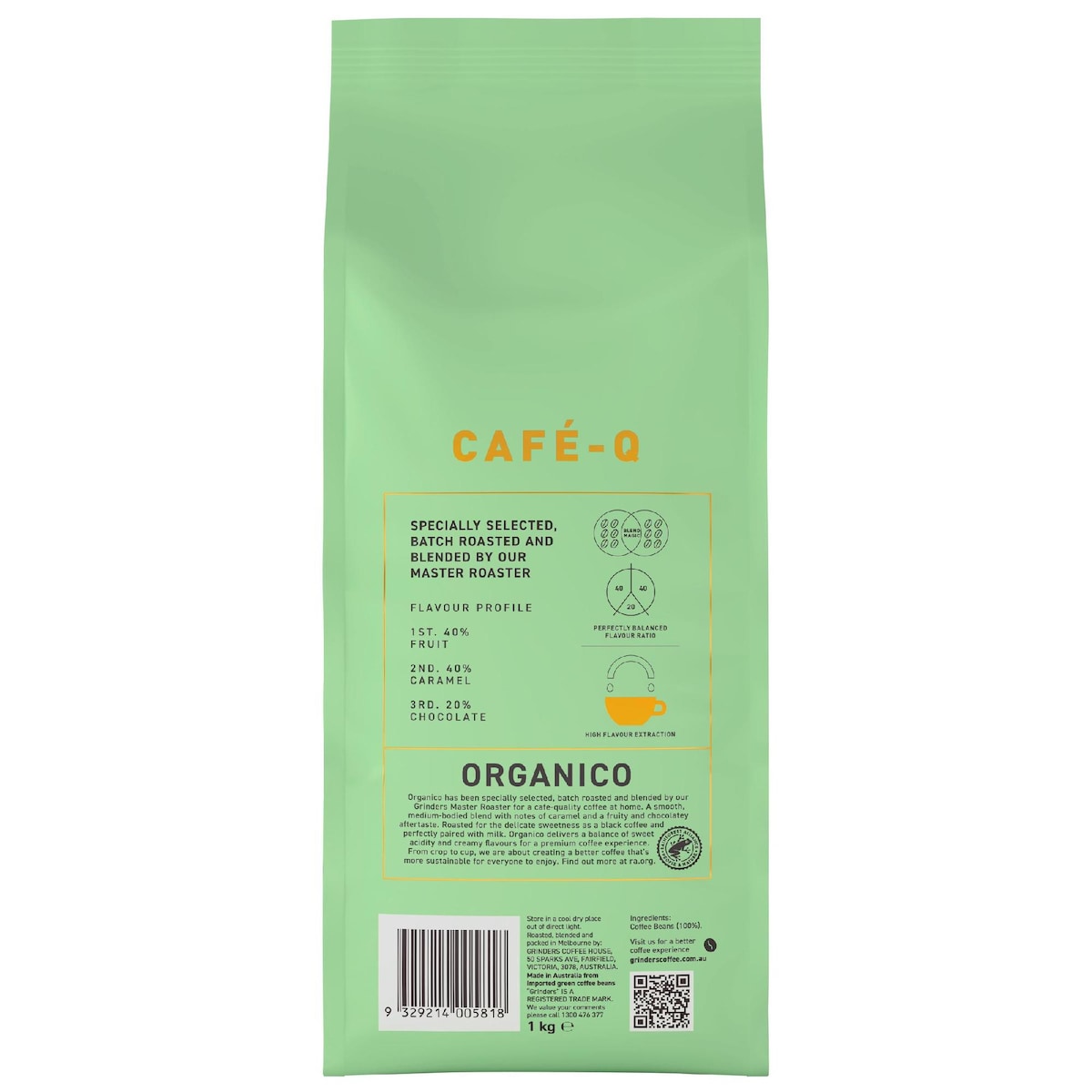 Grinders Café-q Organico Coffee Beans 1kg
