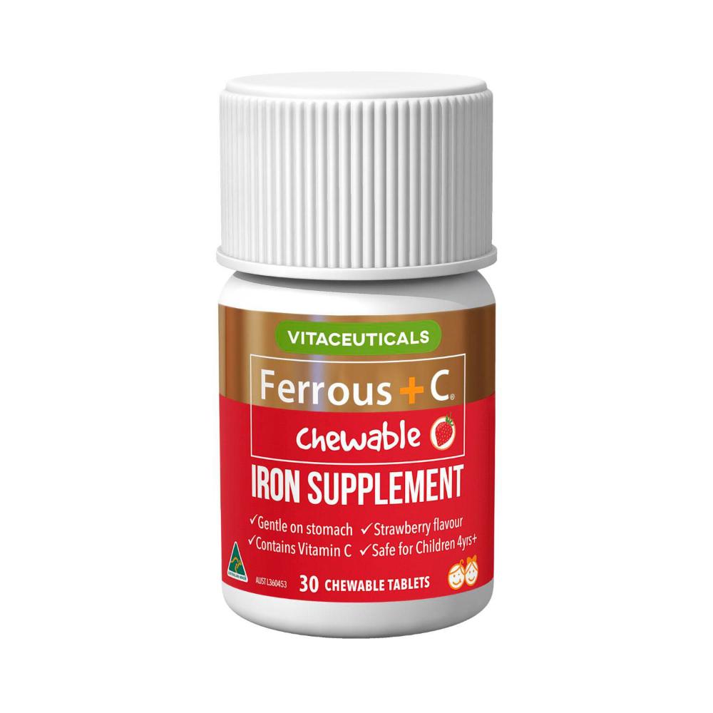 Vitaceuticals Ferrous+ C Iron Chewable Tablets - 30 Pack