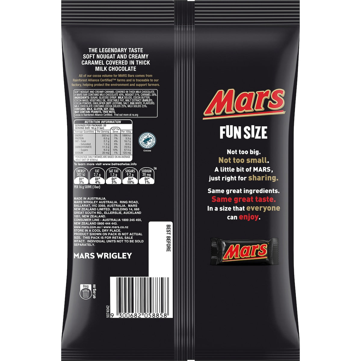 Mars Milk Chocolate Bar Party Share Bag 20 Pieces 320g