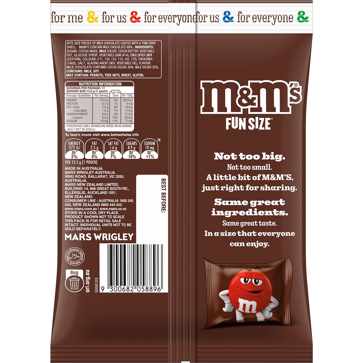 M&ms Milk Chocolate Party Share Bag 11 Pieces 148g