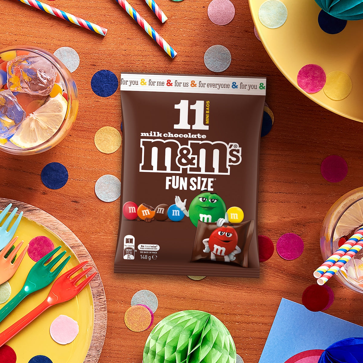 M&ms Milk Chocolate Party Share Bag 11 Pieces 148g