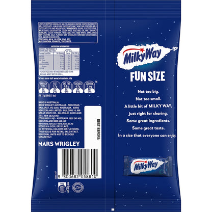 Milky Way Milk Chocolate Mini Bars Party Share Bag 15 Pieces 180g 15 Pack