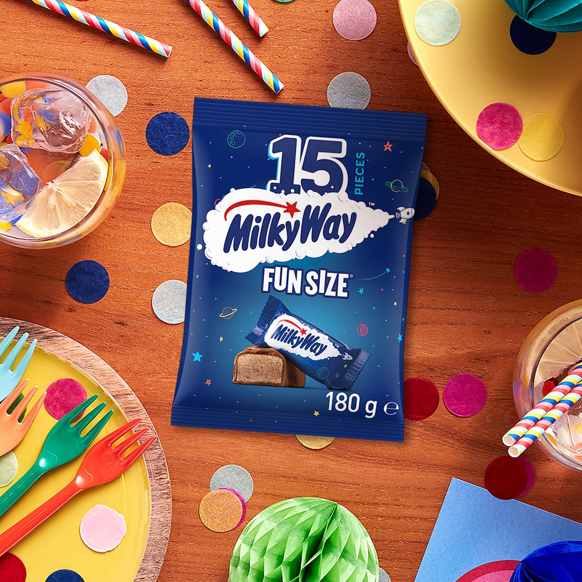 Milky Way Milk Chocolate Mini Bars Party Share Bag 15 Pieces 180g 15 Pack