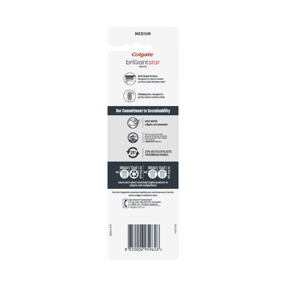 Colgate Brilliant White Toothbrush Medium - 3 Pack