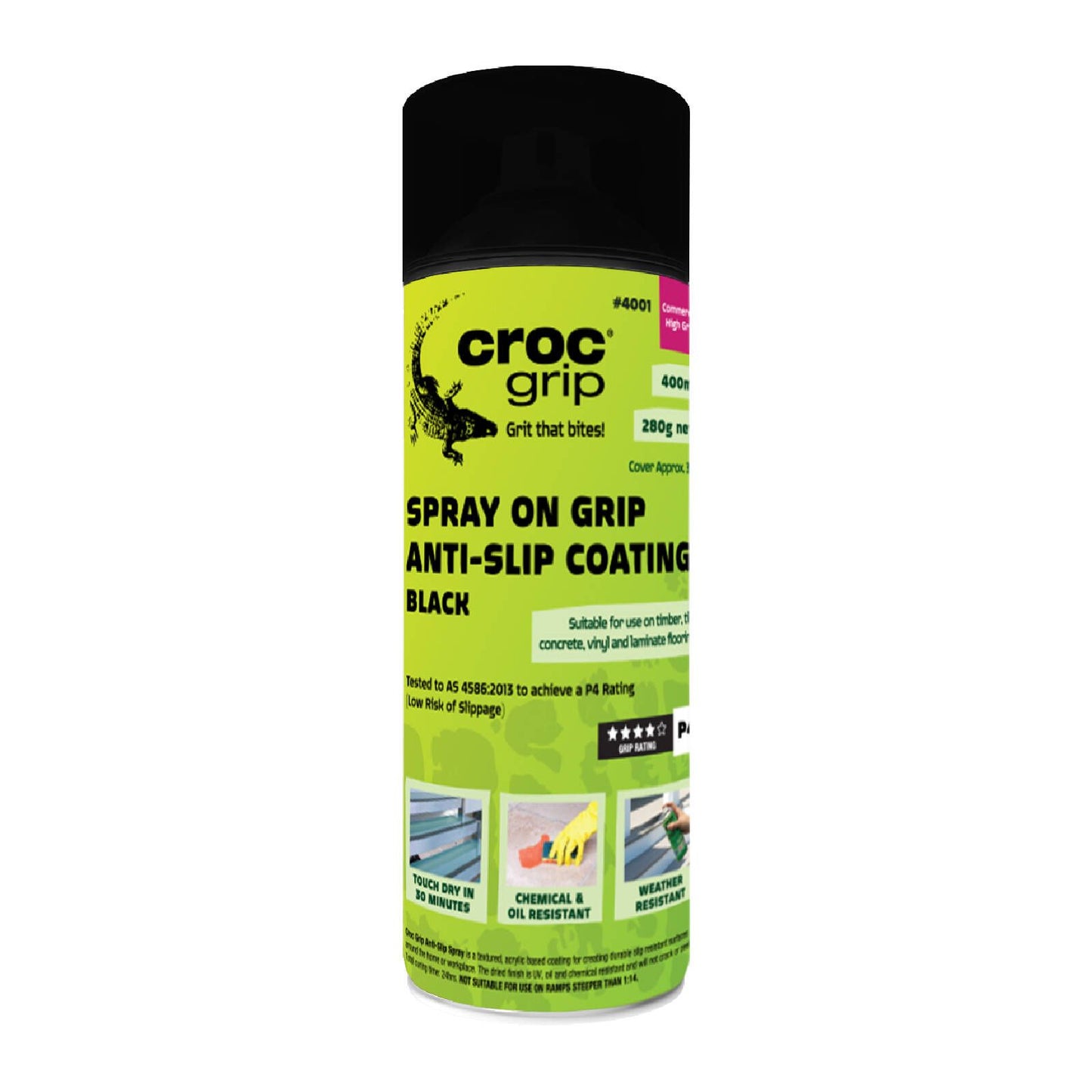 Croc Grip Spray on Anti Slip Coating - 400ml - Black