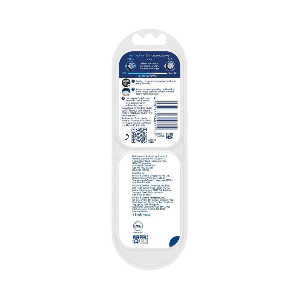 Oral B Io ean & Gum Protect Sensitive Black Refill Brush Heads - 4 Pack