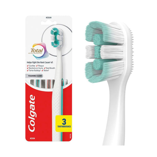 Colgate Total Foaming Clean Toothbrush Medium - 3 Pack