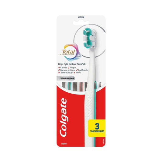 Colgate Total Foaming ean Toothbrush Medium - 3 Pack