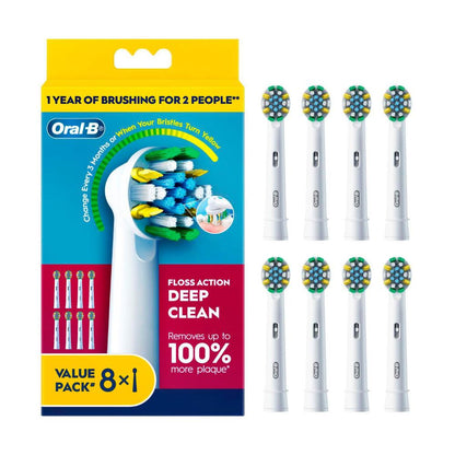Oral B Floss Action Deep ean Refill Brush Heads - 8 Pack