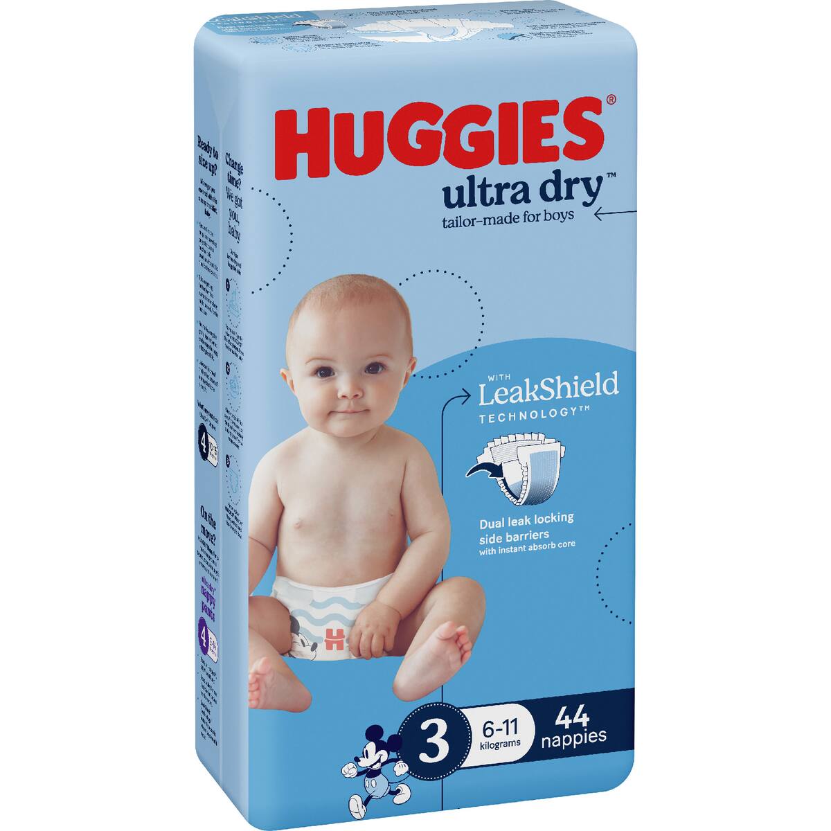 Huggies Ultra Dry Nappies Boys Size 3 (6-11kg) 44 Pack