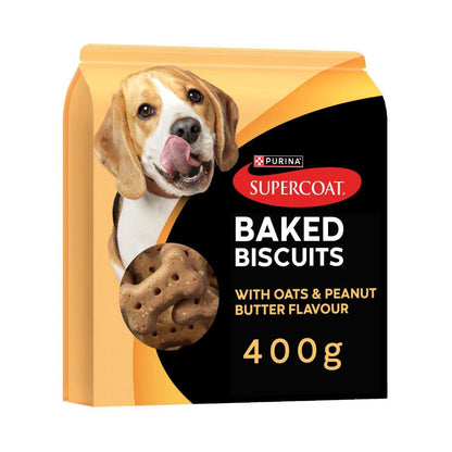 Supercoat Peanut Butter & Oats Baked Biscuits Dog Treats - 400g