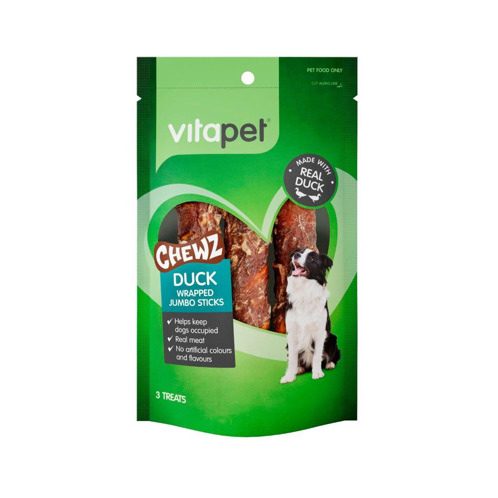 Vitapet Chewz Dog Treats Jumbo Sticks Duck - 3 Pack