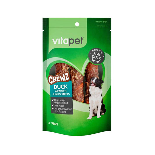 Vitapet Chewz Dog Treats Jumbo Sticks Duck - 3 Pack