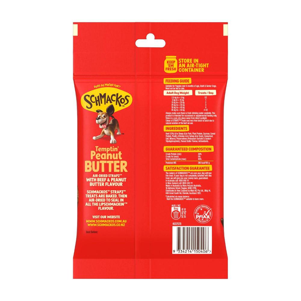 Schmackos Strapz Peanut Butter Dog Treats - 200g