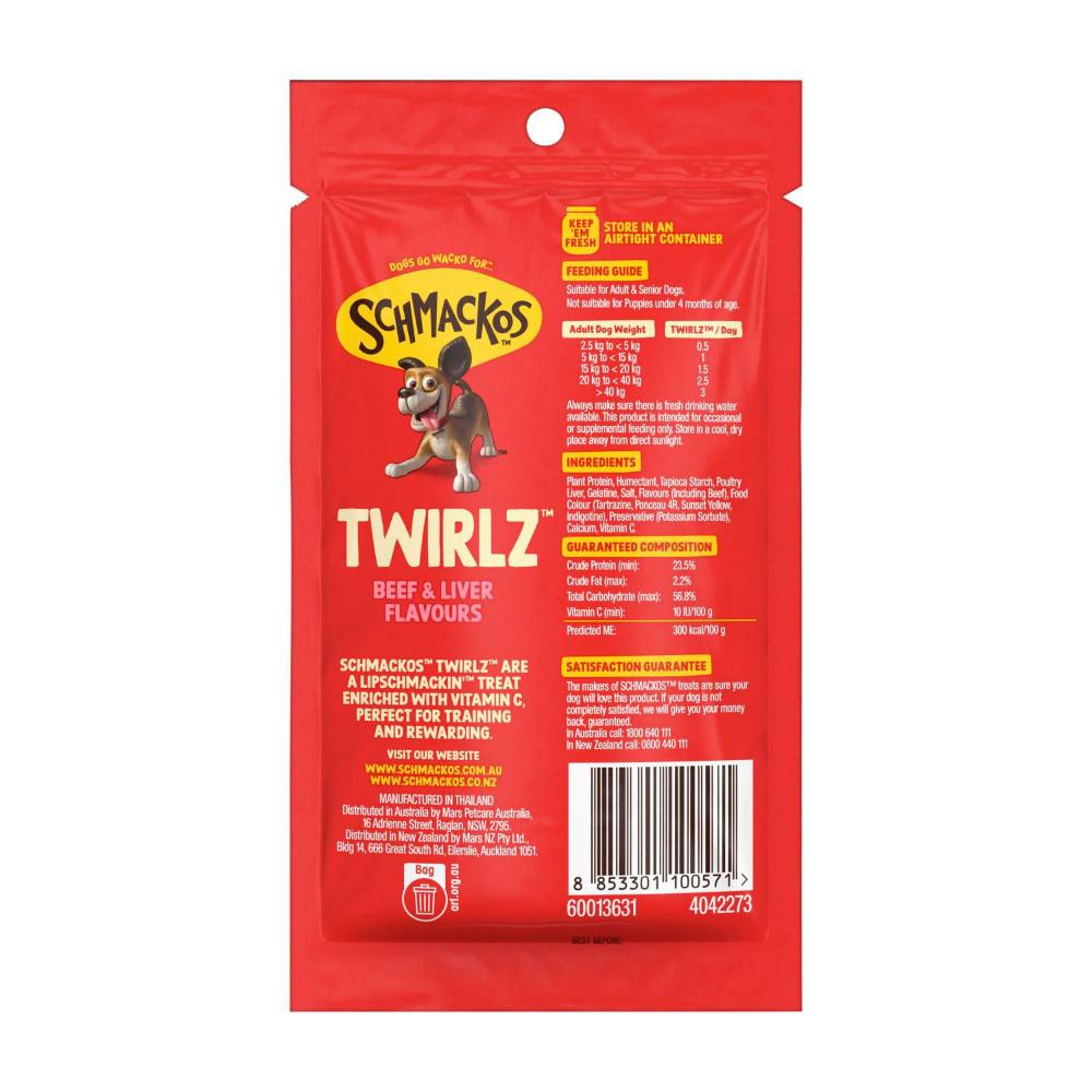 Schmackos Twirlz With Beef Liver Dog Treats - 90g