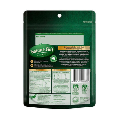 Nature's Gift Kangaroo Jerky Strips Dog Treats - 150g