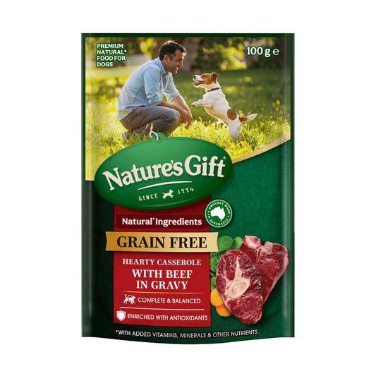 Nature's Gift Grain Free Hearty Casserole With Beef In Gravy Dog Food - 100g