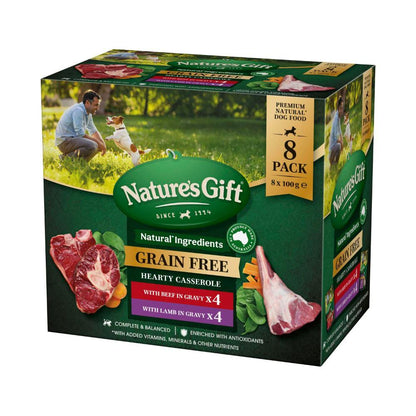 Nature's Gift Grain Gree Hearty Cassarole Beef Lamb Dog Food 100g - 8 Pack