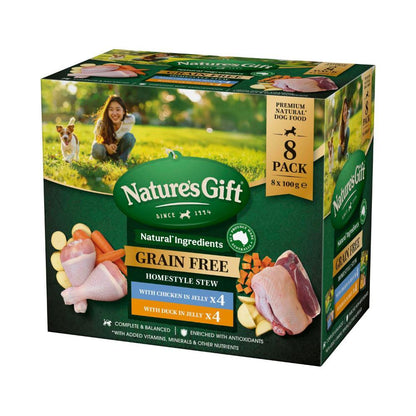 Nature's Gift Grain Free Homestyle Stew With Chicken Duck Dog Food 100g - 8 Pack
