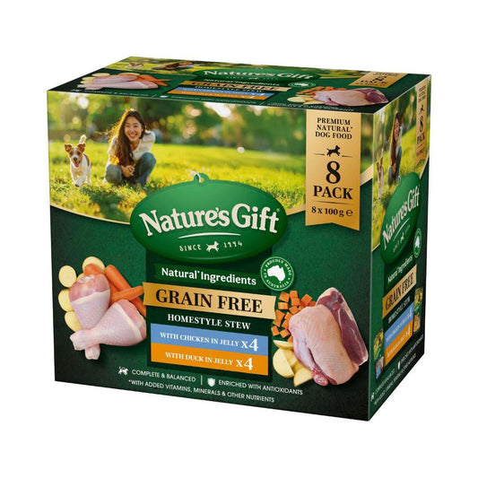 Nature's Gift Grain Free Homestyle Stew With Chicken Duck Dog Food 100g - 8 Pack