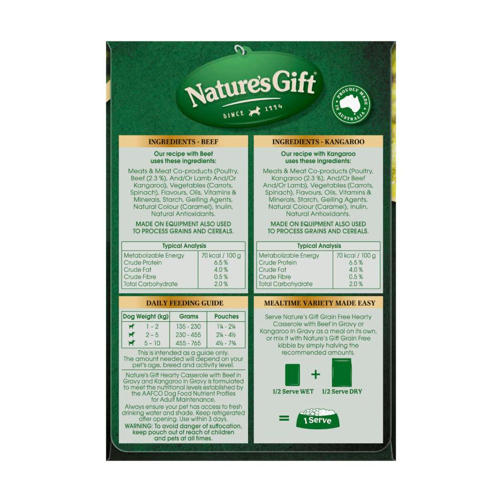 Nature's Gift Grain Free Hearty Casserole With Beef Kangaroo Dog Food 100g - 8 Pack