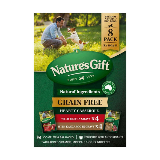 Nature's Gift Grain Free Hearty Casserole With Beef Kangaroo Dog Food 100g - 8 Pack
