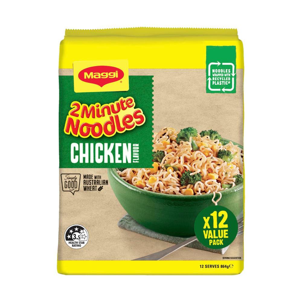 Maggi 2 Minute Instant Noodles Chicken Flavour 12 Pack - 864g