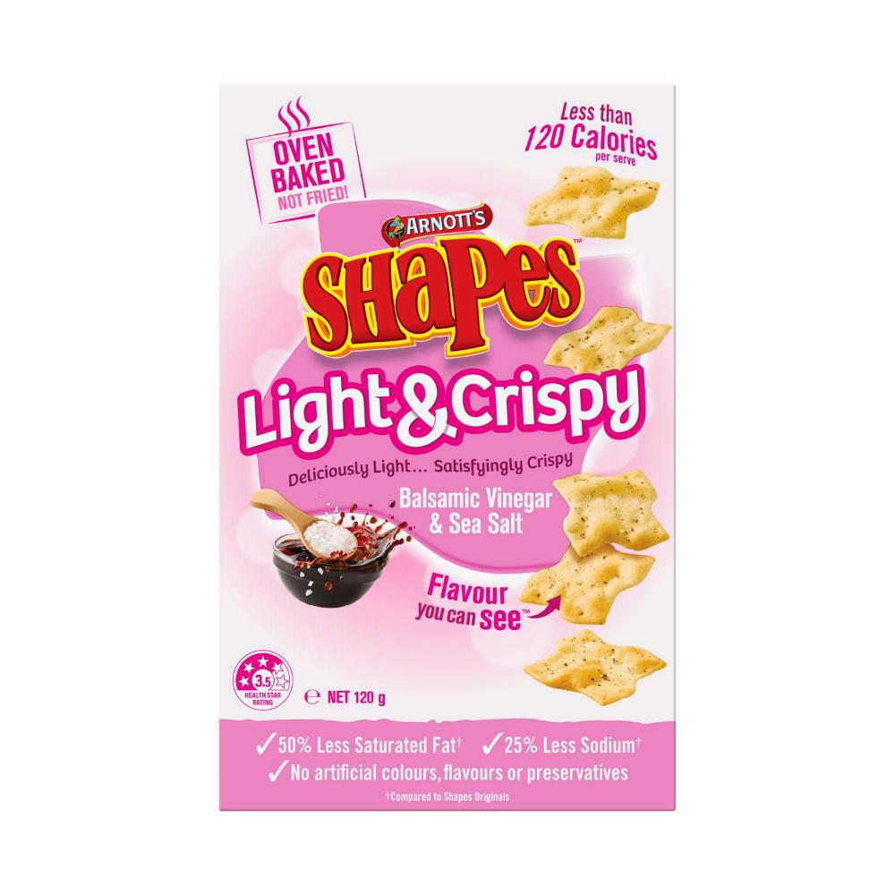 Arnotts Shapes Light & Crispy Salt & Vinegar - 120 GRAM