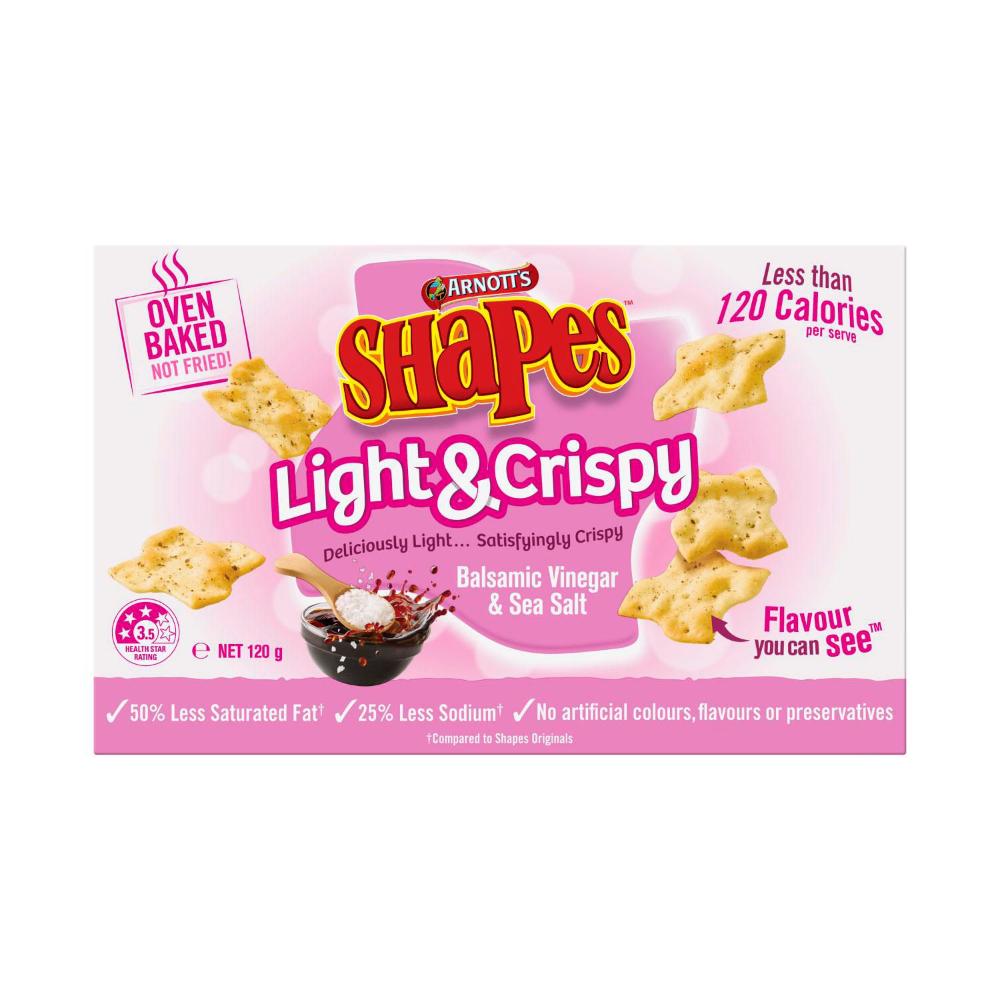 Arnotts Shapes Light & Crispy Salt & Vinegar - 120 GRAM