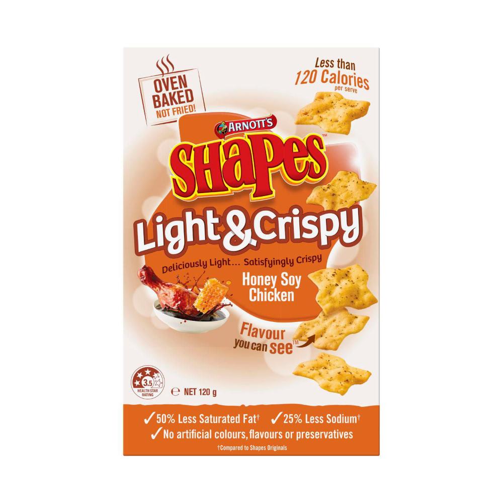 Arnotts Shapes Light & Crispy Honey Soy & Chic - 120 GRAM
