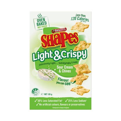 Arnotts Shapes Light & Crispy Sour Cream & Chive - 120 GRAM