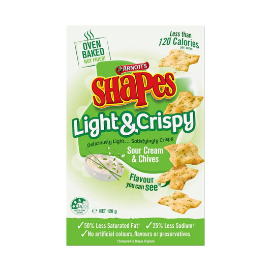Arnotts Shapes Light & Crispy Sour Cream & Chive - 120 GRAM