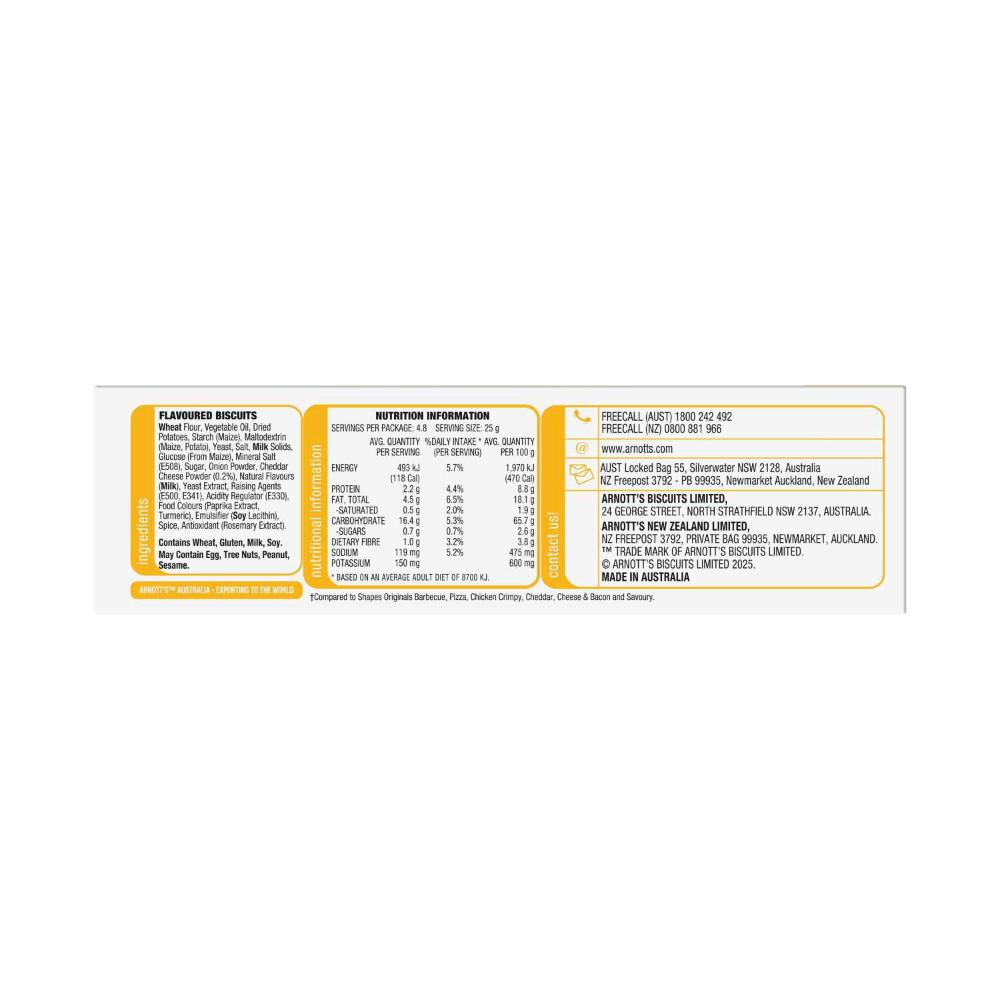 Arnotts Shapes Light & Crispy Cheddar Cheese - 120g