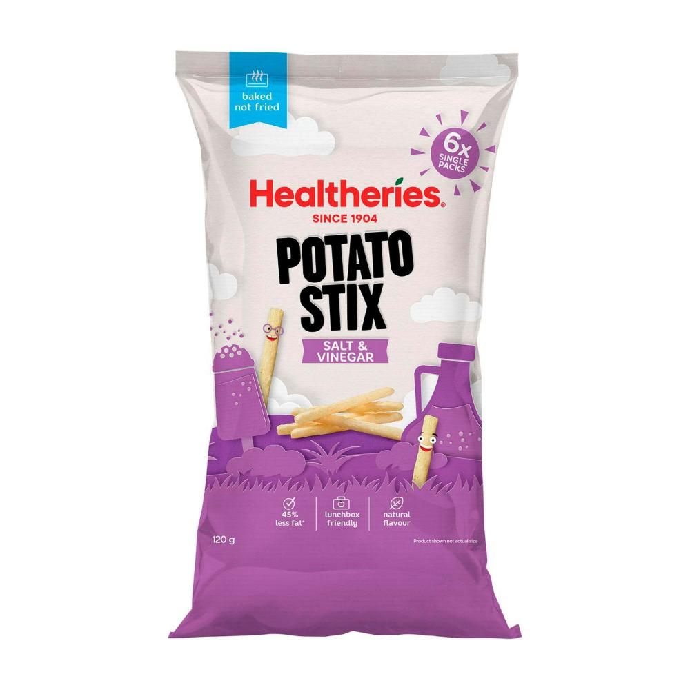 Healtheries Potato Stix Salt And Vinegar 6 Pack - 120g