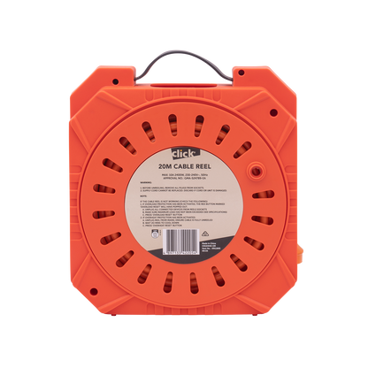 Click Heavy Duty Orange and Grey Cable Reel - 20m - 4 Outlet