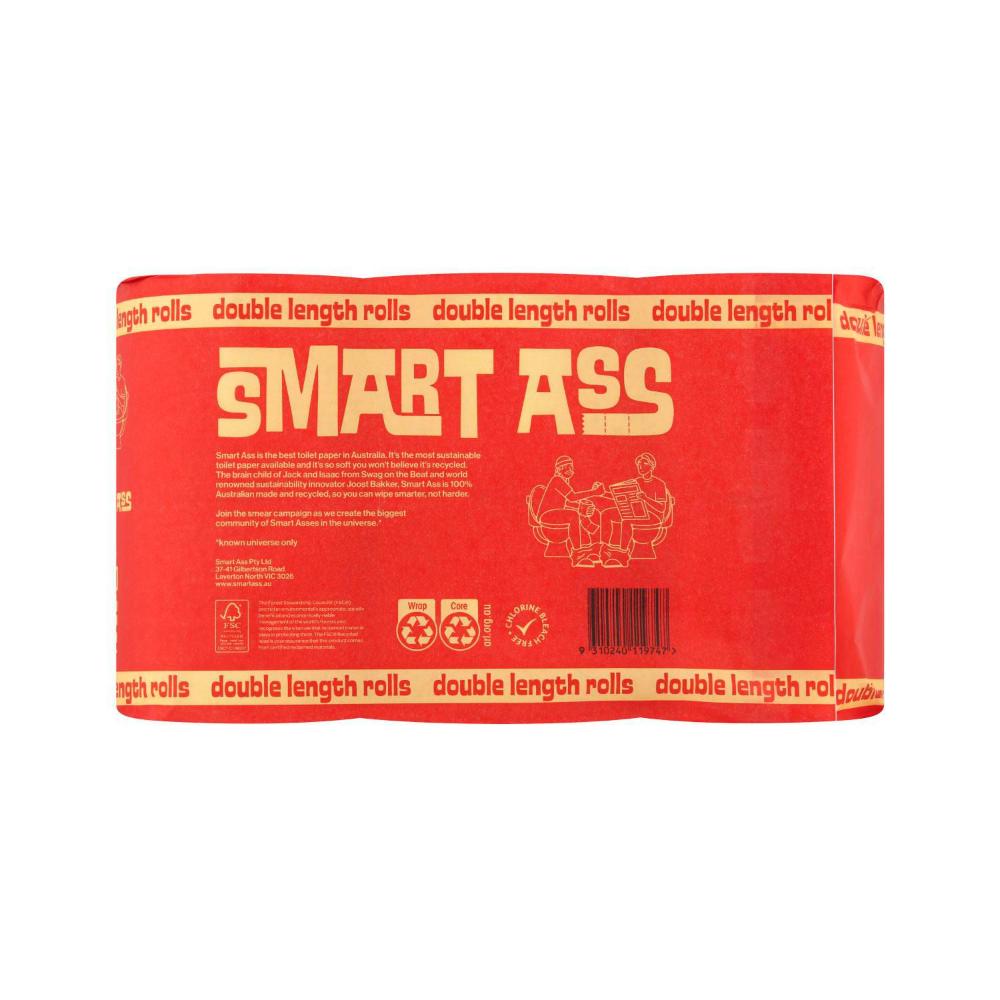 Smart Ass Recyed Toilet Paper Double Length - 6 Pack