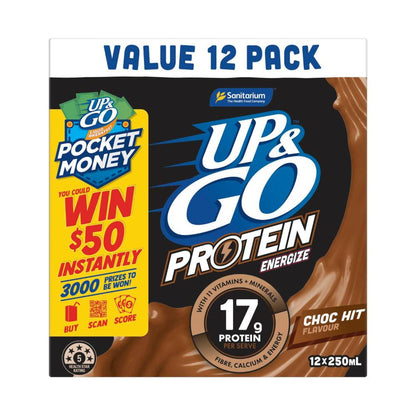 Sanitarium Up&go Protein Energize Chocolate 12x250ml - 3L