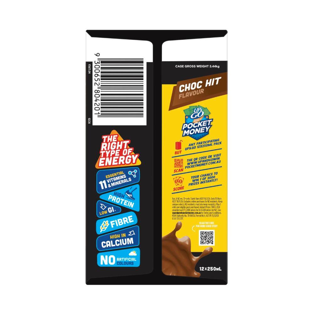 Sanitarium Up&go Protein Energize Chocolate 12x250ml - 3L