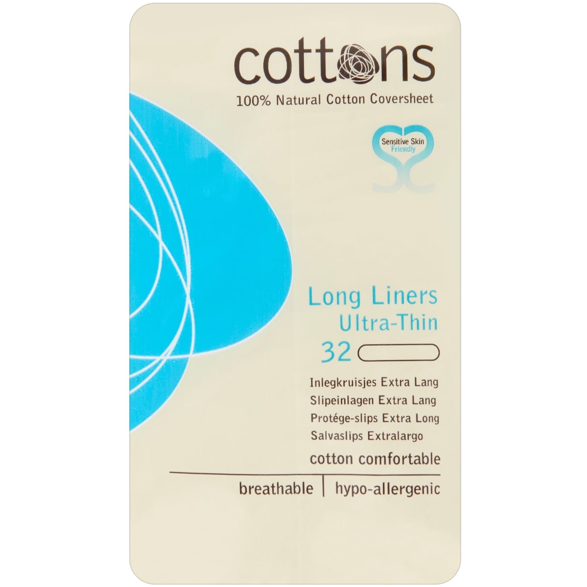 Cottons Organic Ultra Thin Long Panty Liners 32 Pack